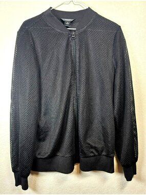 Simply Vera Wang Y2K Sheer Mesh Running Track Jacket Light Shell Lined Womens M